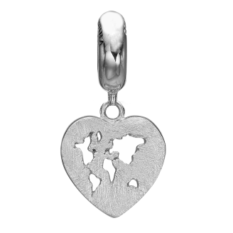 CDL charm til sølvarmbånd WORLD HEART sølv - Charms til armbånd