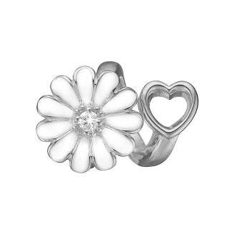 CDL charms til læderarmbånd Marguerite Heart sølv - Charms til armbånd