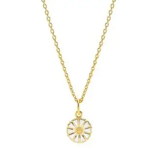 Lund Marguerit collier 9mm sølv forgyldt m. emalje. - Konfirmation